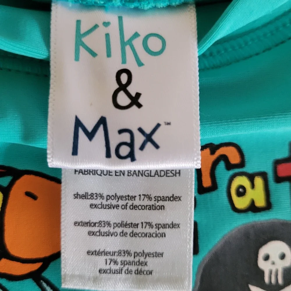 Kiko & Max Boys 3-6 months‎ Swim Trunks Rash Guard Shirt Set Outfit Pirate Shark